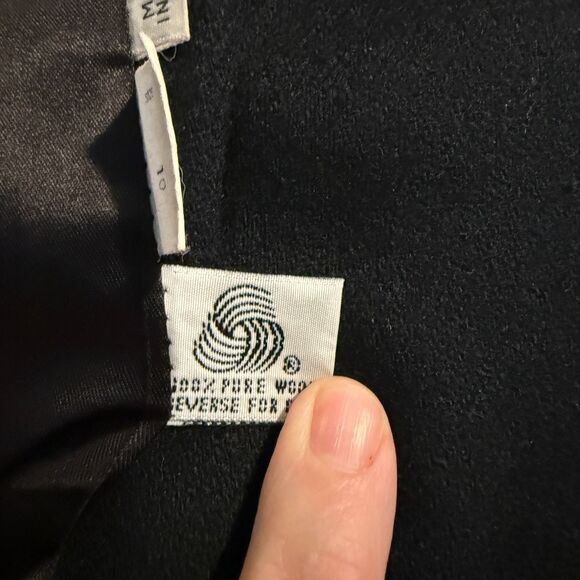 Vintage Leslie Fay 100% Pure Wool Black Long Coat Trench Dress Coat Size 10 USA - Picture 6 of 12